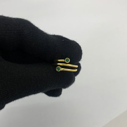 18K Gold Plated Spiral Wrap Double Stone Adjustable Minimalist Ring TGR1063 RM-1185