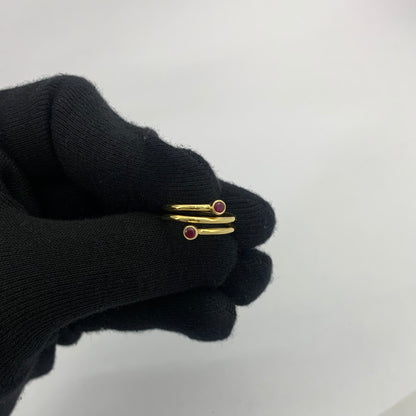18K Gold Plated Spiral Wrap Double Stone Adjustable Minimalist Ring TGR1063 RM-1185