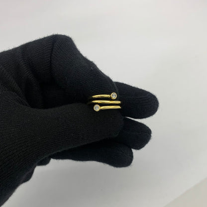 18K Gold Plated Spiral Wrap Double Stone Adjustable Minimalist Ring TGR1063 RM-1185