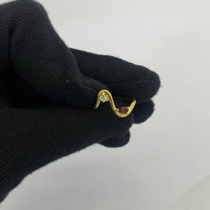 18K Gold Plated Fluid Wave Ring with CZ Accent – Trendy Modern Jewelry TGR1064 RM-1786