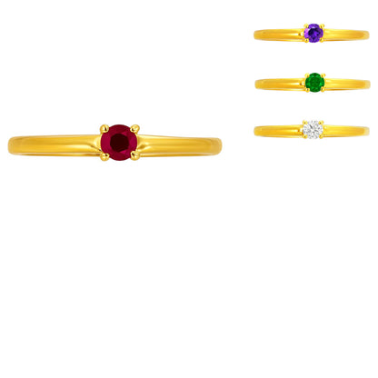 Minimalist Gold Round Birthstone Ring – Dainty Stackable Fashion Jewelry TGR1065 RM-1787