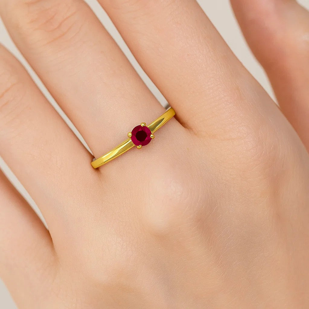 Minimalist Gold Round Birthstone Ring – Dainty Stackable Fashion Jewelry TGR1065 RM-1787