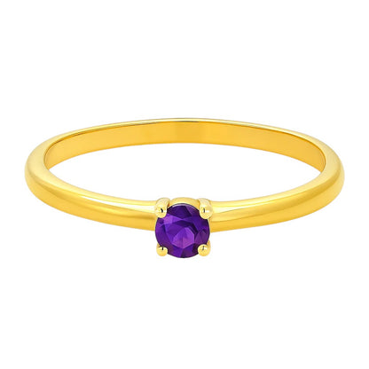 Minimalist Gold Round Birthstone Ring – Dainty Stackable Fashion Jewelry TGR1065 RM-1787