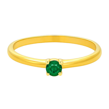 Minimalist Gold Round Birthstone Ring – Dainty Stackable Fashion Jewelry TGR1065 RM-1787