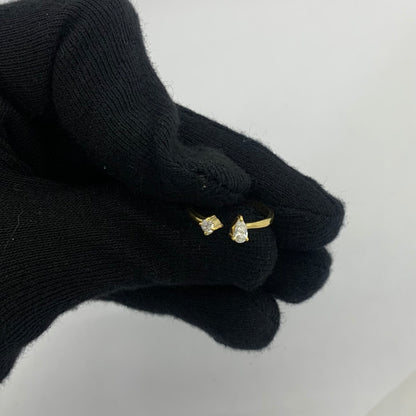 18K Gold Plated Dual Gem Ring – Pear + Round Cut Modern Stacking Band TGR1066 RM-1788