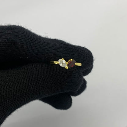 18K Gold Plated Dual Gemstone Pear Cut Stacking Ring – Modern Design TGR1067 RM-1790