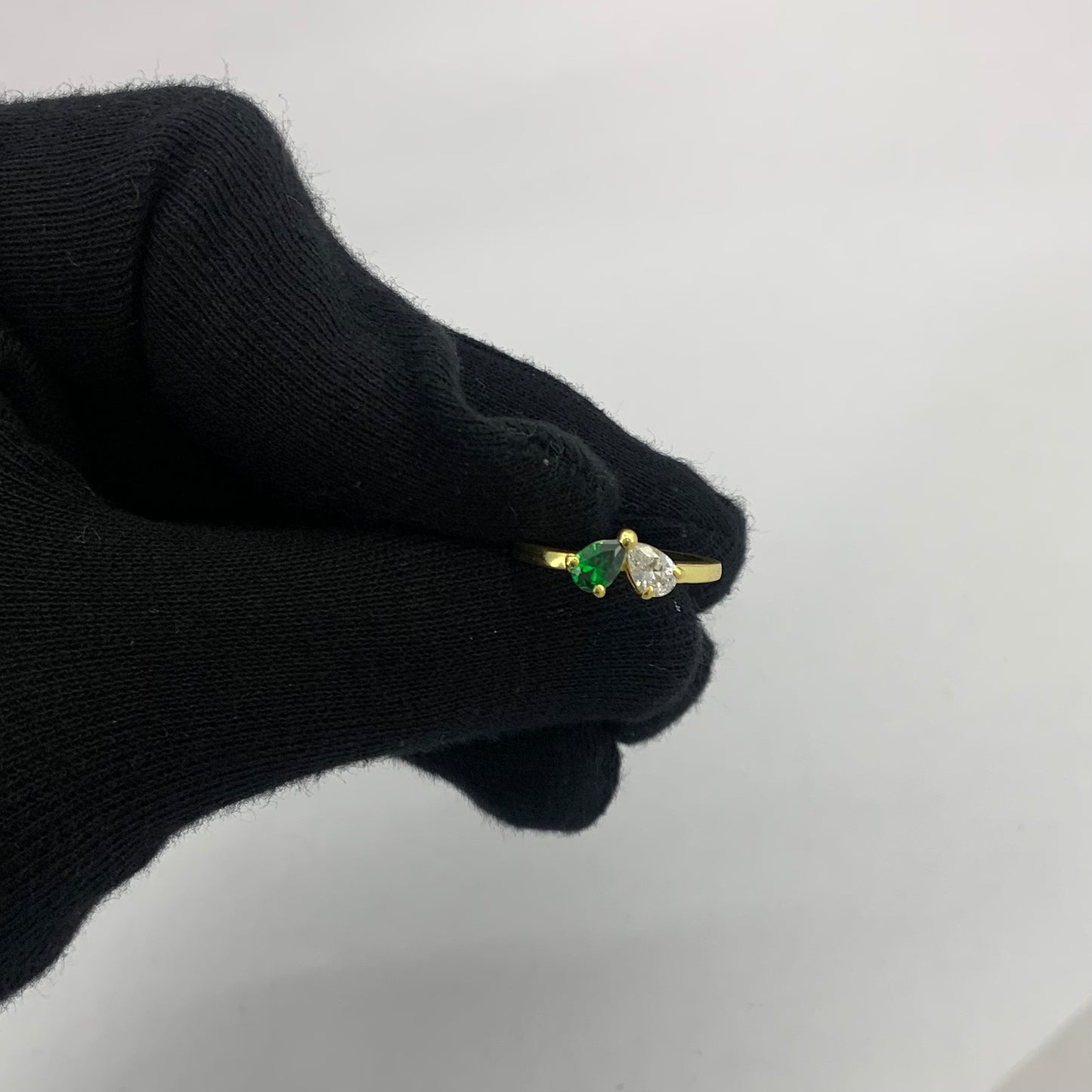 18K Gold Plated Dual Gemstone Pear Cut Stacking Ring – Modern Design TGR1067 RM-1790