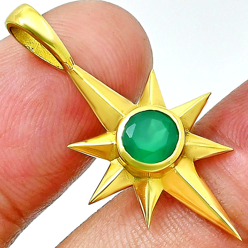 18K Gold Over Brass Starburst Pendant Earings Set with Colorful Gemstone TGT1001 TM-1009