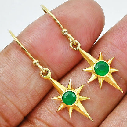 18K Gold Over Brass Starburst Pendant Earings Set with Colorful Gemstone TGT1001 TM-1009