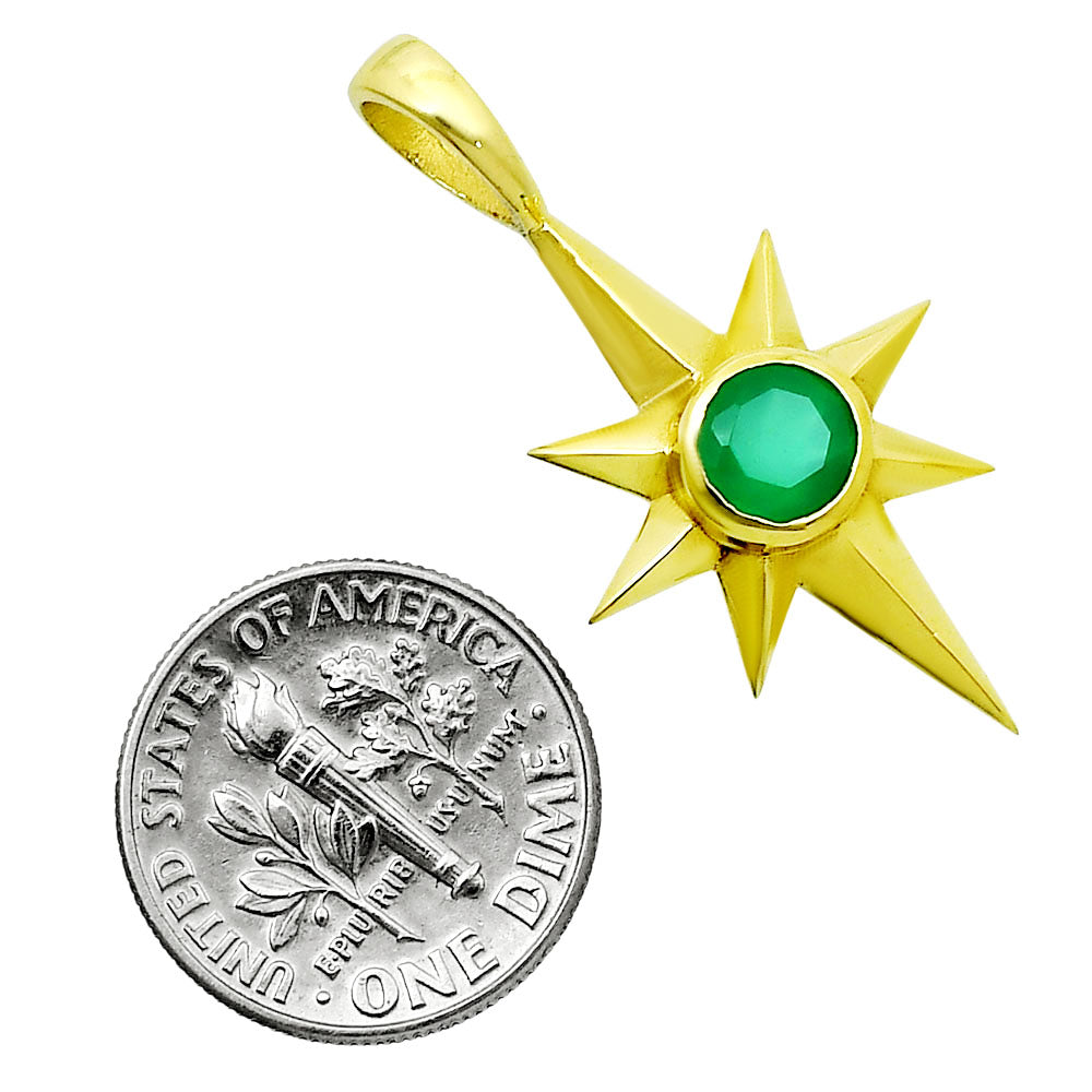 18K Gold Over Brass Starburst Pendant Earings Set with Colorful Gemstone TGT1001 TM-1009