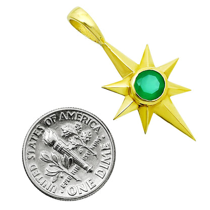 18K Gold Over Brass Starburst Pendant Earings Set with Colorful Gemstone TGT1001 TM-1009