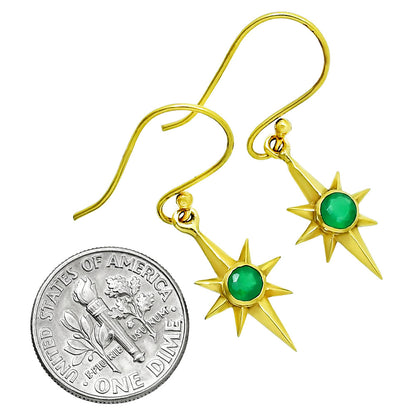 18K Gold Over Brass Starburst Pendant Earings Set with Colorful Gemstone TGT1001 TM-1009