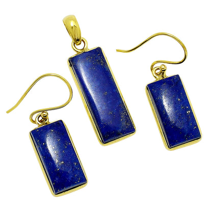 18K Gold Plated Rectangle Gemstone Pendant & Earrings Jewelry Set TGT1002 TM-1001