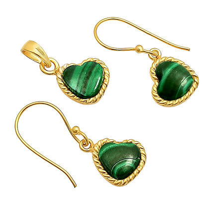 18K Gold Plated Heart Gemstone Pendant & Earring Set for Women TGT1003 TM-1025