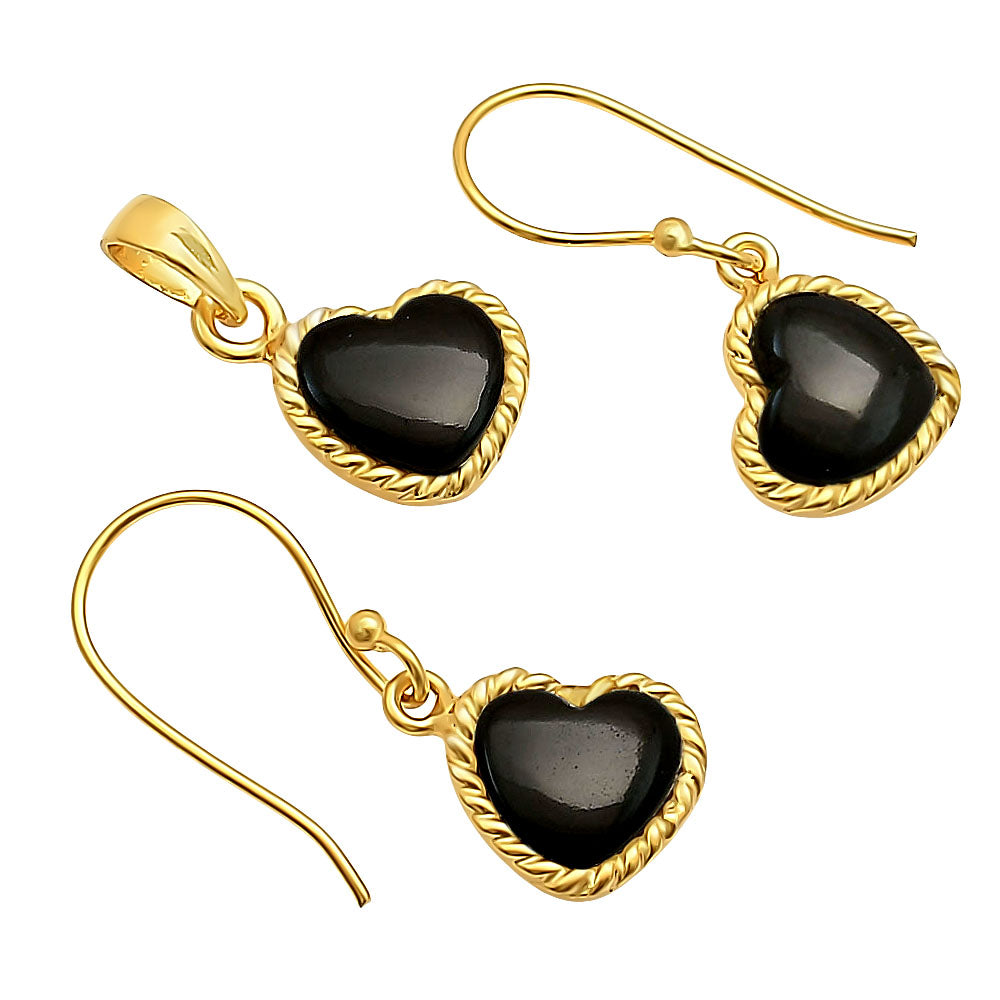 18K Gold Plated Heart Gemstone Pendant & Earring Set for Women TGT1003 TM-1025