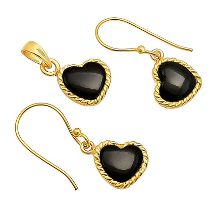 18K Gold Plated Heart Gemstone Pendant & Earring Set for Women TGT1003 TM-1025