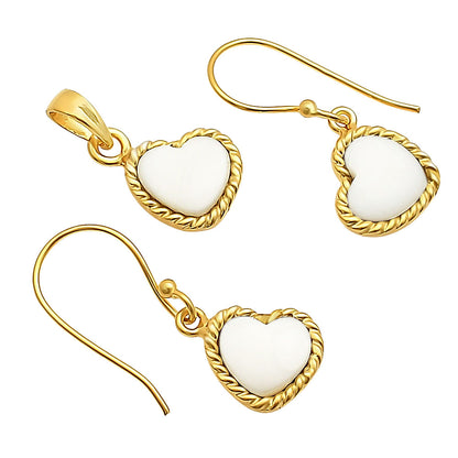 18K Gold Plated Heart Gemstone Pendant & Earring Set for Women TGT1003 TM-1025