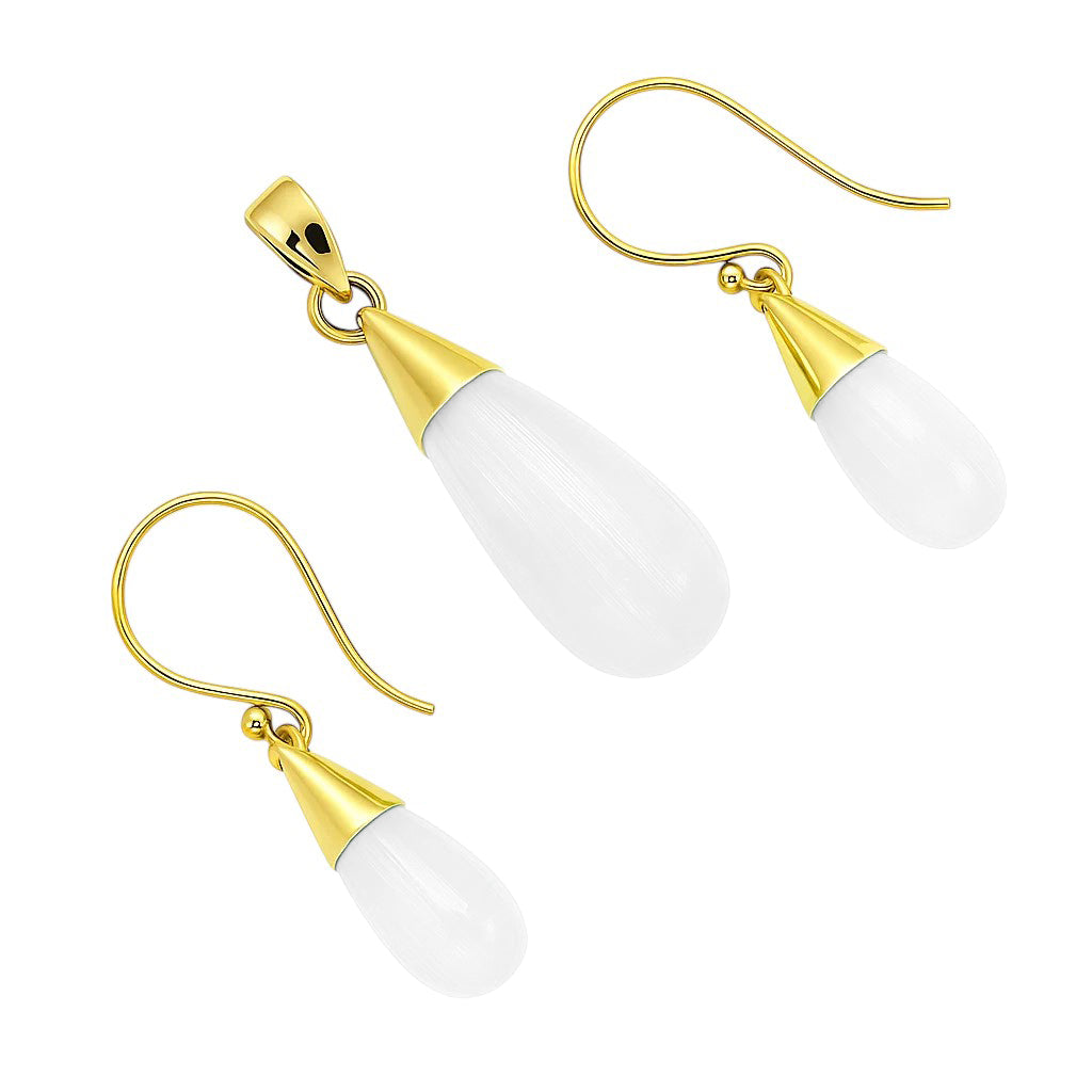 Elegant 18K Gold Plated Teardrop Pendant & Earrings Jewelry Set TGT1004 TM-1024