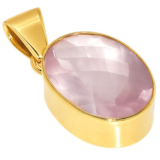 Rose Quartz Checker Pendant PM-1001 TP01004