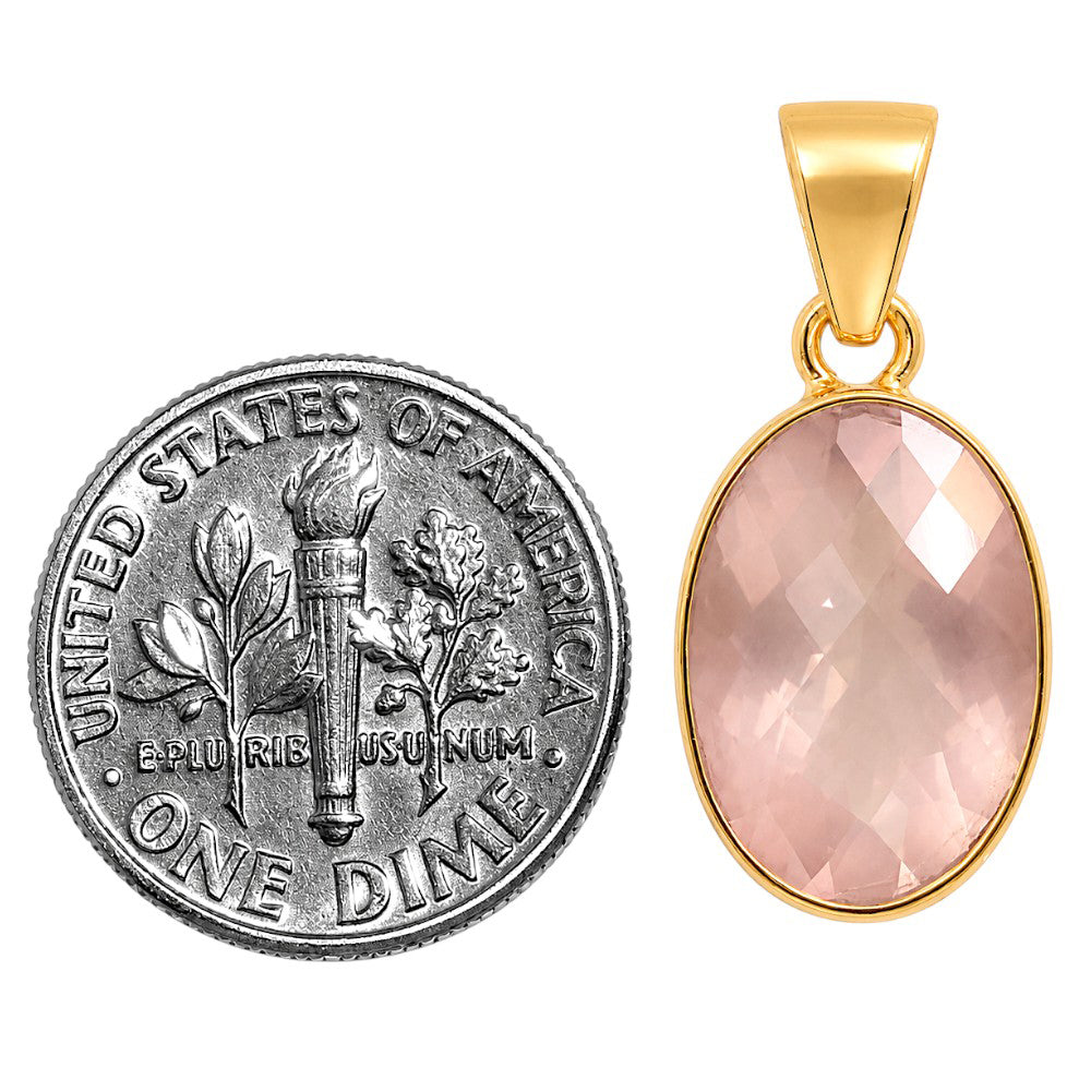 Rose Quartz Checker Pendant PM-1001 TP01007