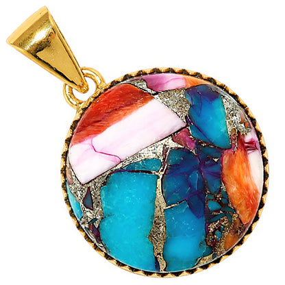 Kingman Orange Dahlia Turquoise Pendant PM-1325 TP01128