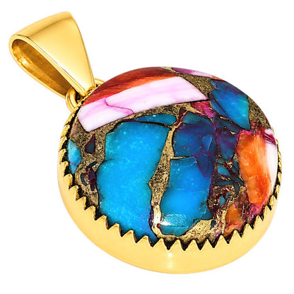 Kingman Orange Dahlia Turquoise Pendant PM-1325 TP01128