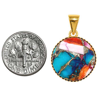 Kingman Orange Dahlia Turquoise Pendant PM-1325 TP01128
