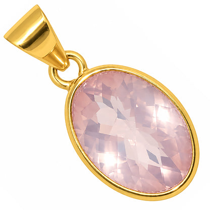 Rose Quartz Checker Pendant PM-1001 TP01199