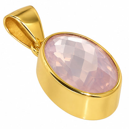 Rose Quartz Checker Pendant PM-1001 TP01199