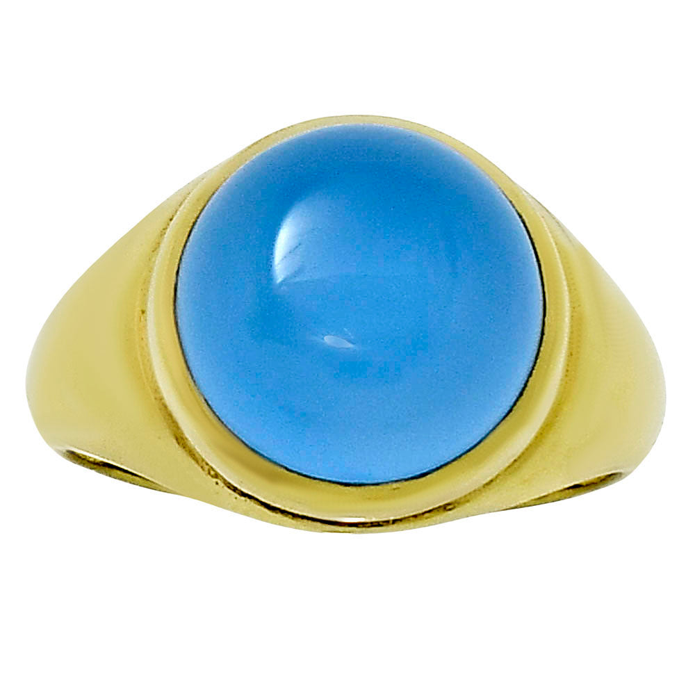 18K Gold Over Brass Blue Quartz Ring size-8.5 RM-1115 TR01029