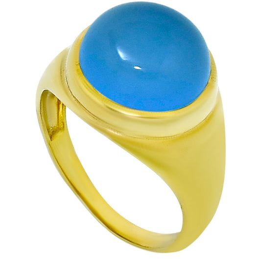 18K Gold Over Brass Blue Quartz Ring size-8.5 RM-1115 TR01029