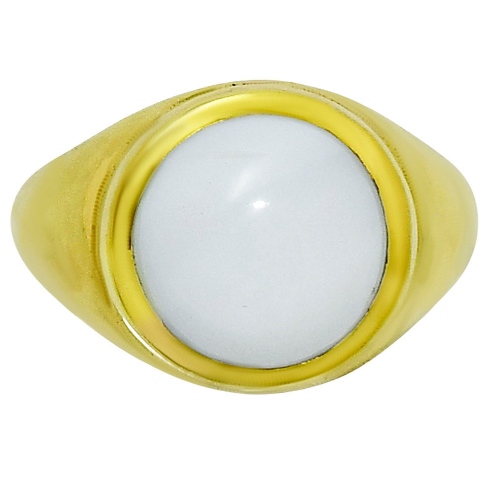 18K Gold Over Brass Natural White Opal Ring size-8.5 RM-1115 TR01031