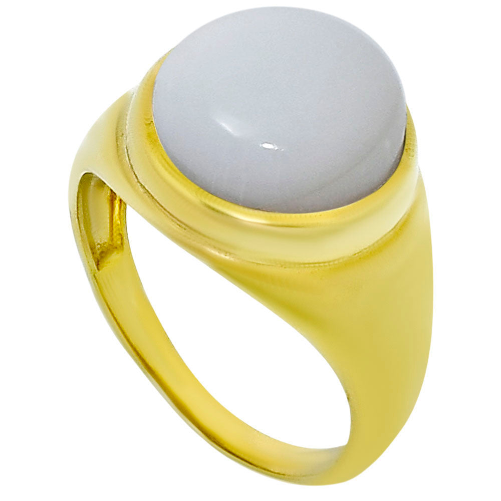 18K Gold Over Brass Natural White Opal Ring size-8.5 RM-1115 TR01031