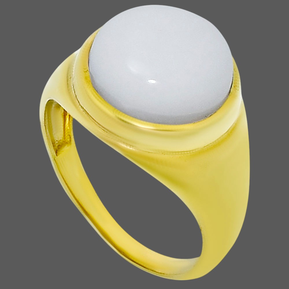 18K Gold Over Brass Natural White Opal Ring size-8.5 RM-1115 TR01032