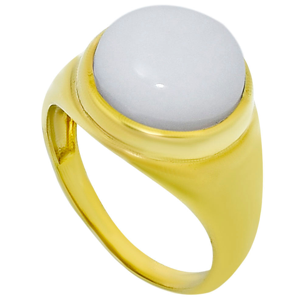 18K Gold Over Brass Natural White Opal Ring size-8.5 RM-1115 TR01032