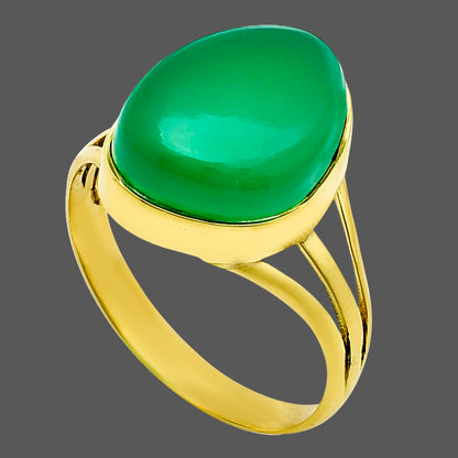 18K Gold Over Brass Natural Green Onyx Ring size-9 RM-1006 TR01039