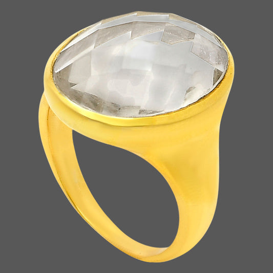 White Quartz Checker Ring size-7 RM-1004 TR01121