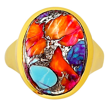 Kingman Orange Dahlia Turquoise Ring size-7 RM-1115 TR01143