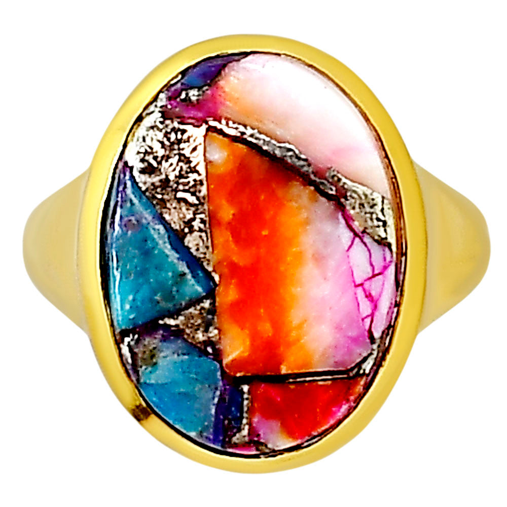 Kingman Orange Dahlia Turquoise Ring size-7 RM-1115 TR01144
