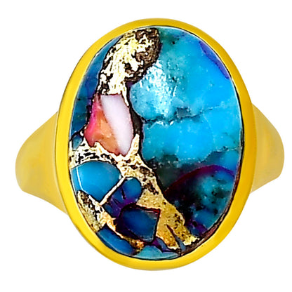 Kingman Orange Dahlia Turquoise Ring size-7 RM-1115 TR01145