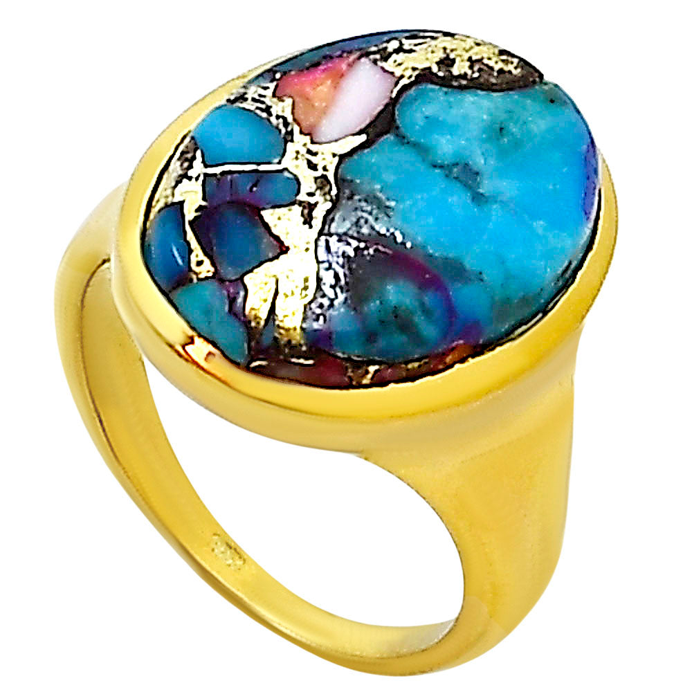 Kingman Orange Dahlia Turquoise Ring size-7 RM-1115 TR01145