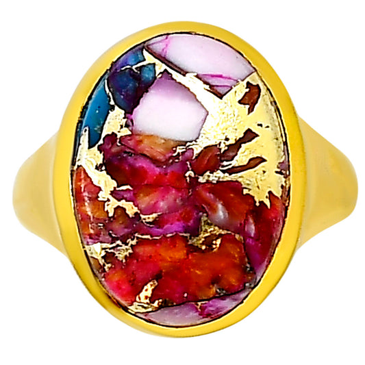 Kingman Orange Dahlia Turquoise Ring size-8 RM-1115 TR01147
