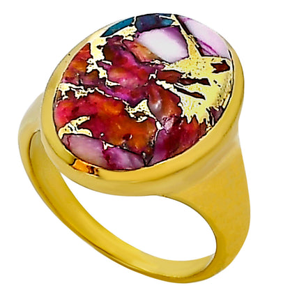 Kingman Orange Dahlia Turquoise Ring size-8 RM-1115 TR01147