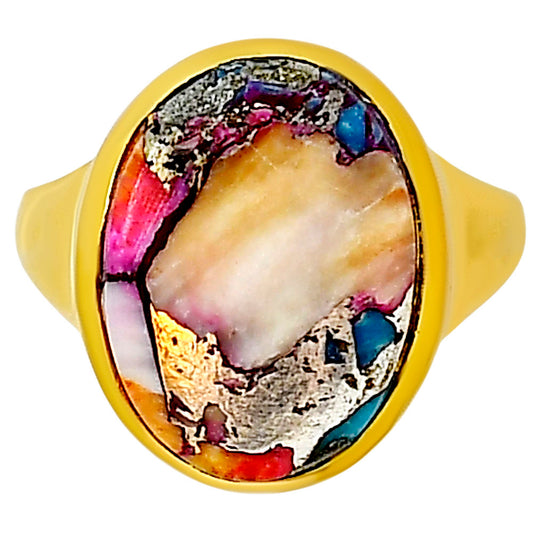 Kingman Orange Dahlia Turquoise Ring size-8 RM-1115 TR01149