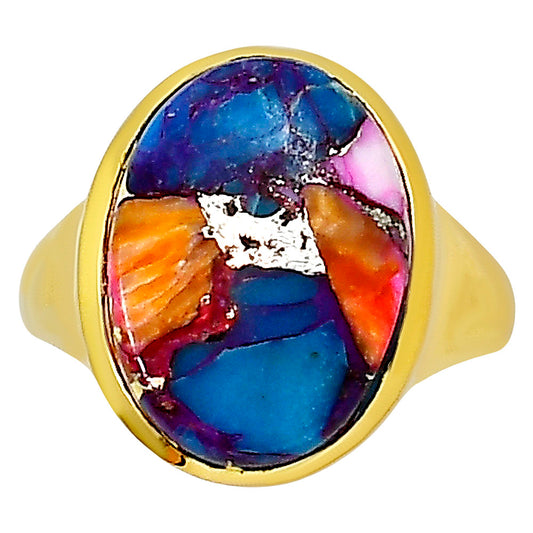 Kingman Orange Dahlia Turquoise Ring size-8 RM-1115 TR01150
