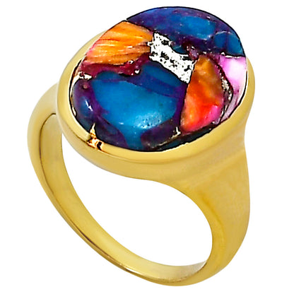 Kingman Orange Dahlia Turquoise Ring size-8 RM-1115 TR01150