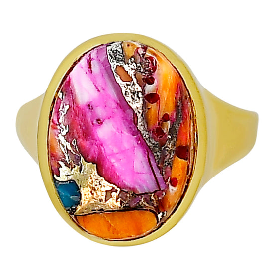 Kingman Orange Dahlia Turquoise Ring size-9 RM-1115 TR01151