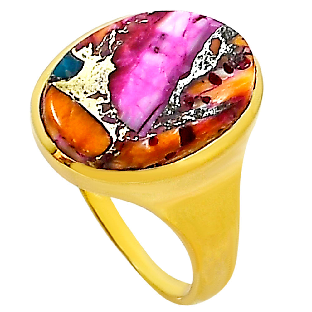 Kingman Orange Dahlia Turquoise Ring size-9 RM-1115 TR01151