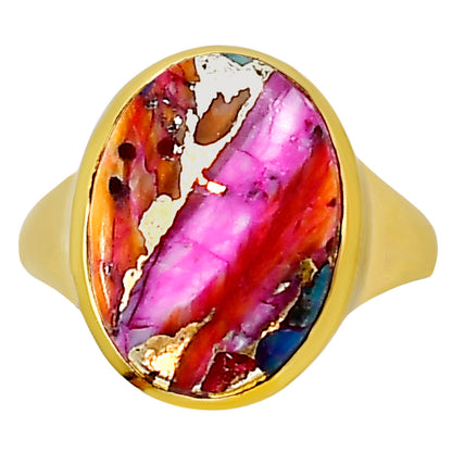 Kingman Orange Dahlia Turquoise Ring size-9 RM-1115 TR01152