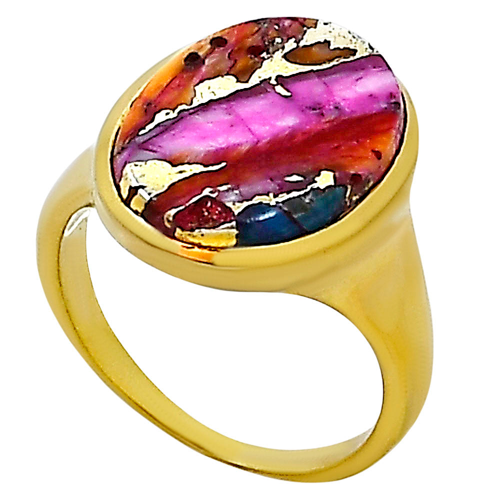 Kingman Orange Dahlia Turquoise Ring size-9 RM-1115 TR01152